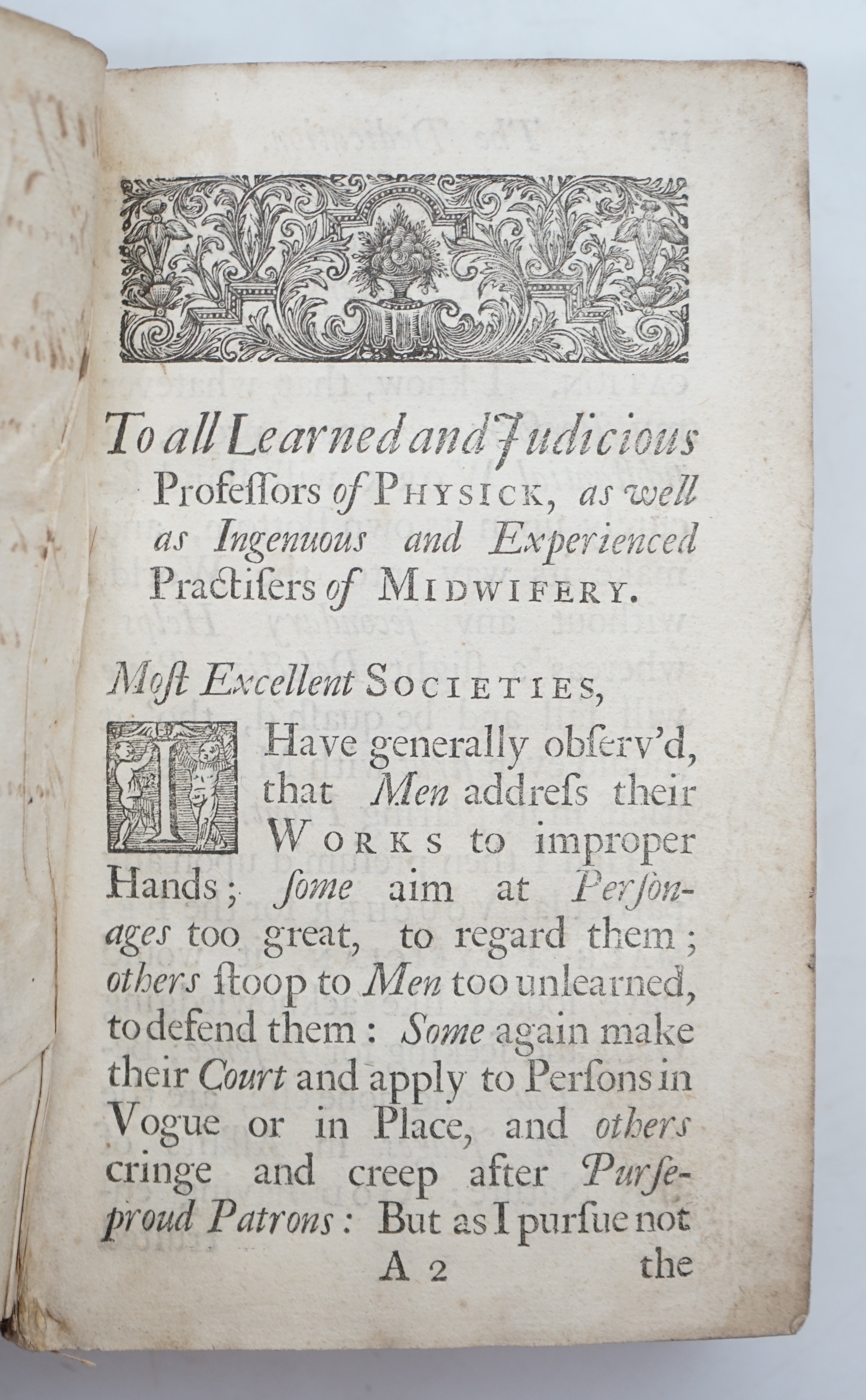 Maubray, James - The Female Physician, Containing all the Diseases incident to that Sex, in Virgins, Wives and Widows, with several wood-engraved capitals, head-and tail-pieces by Henry Woodfall, lacking title and spine,